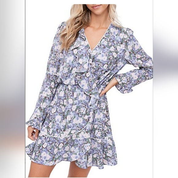 Floral Ruffle Mini Wrap Dress - XS - Picture 1 of 11